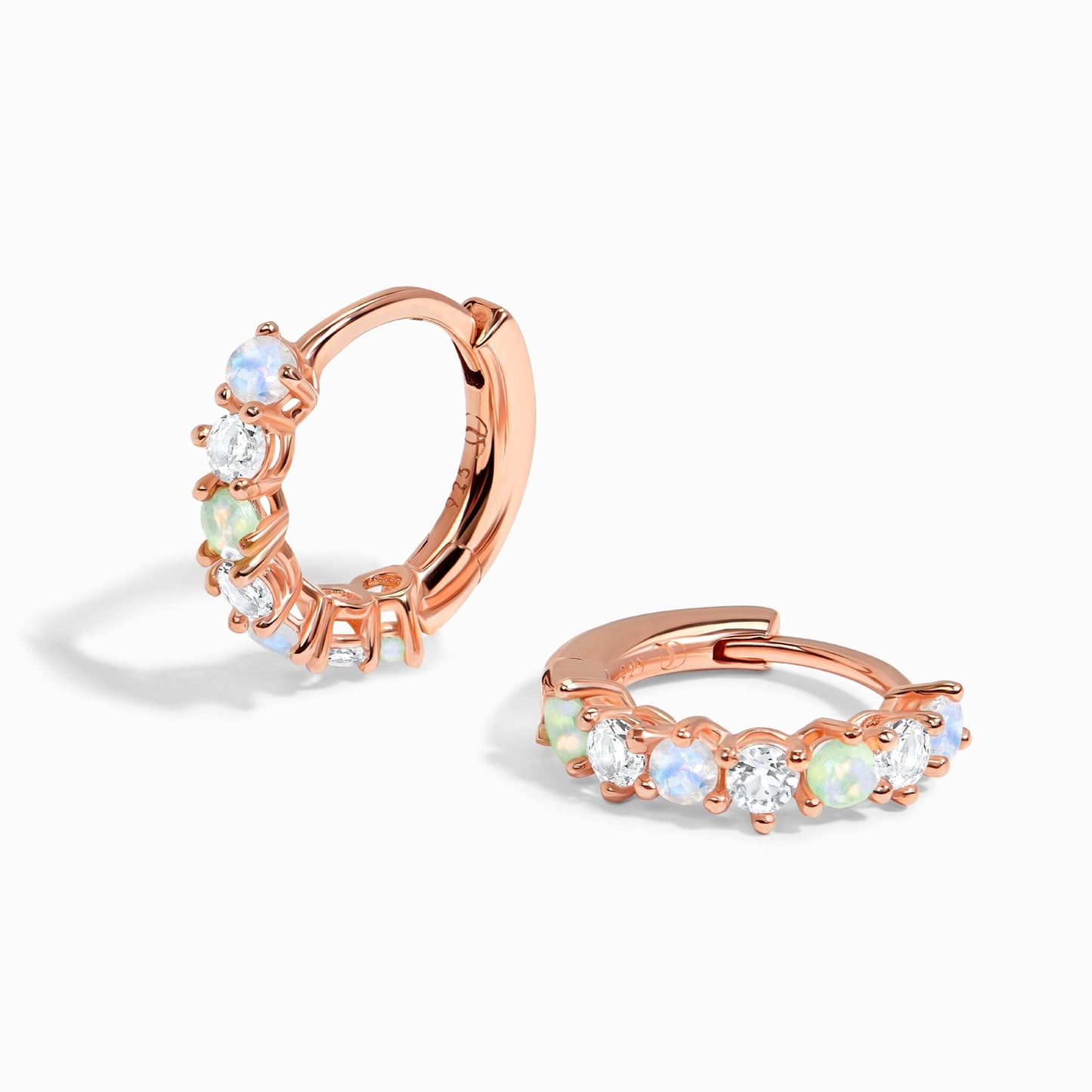 Moonstone Multigem Earrings - Bonny Hoops, rose gold