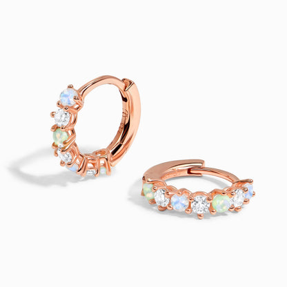 Moonstone Multigem Earrings - Bonny Hoops, rose gold