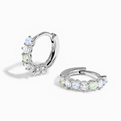 Moonstone Multigem Earrings - Bonny Hoops, silver