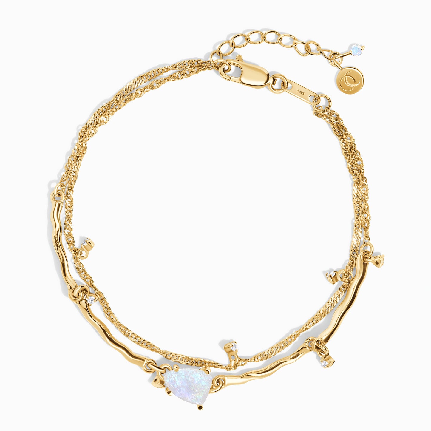 Moonstone Bracelet - Flow - yellow gold vermeil