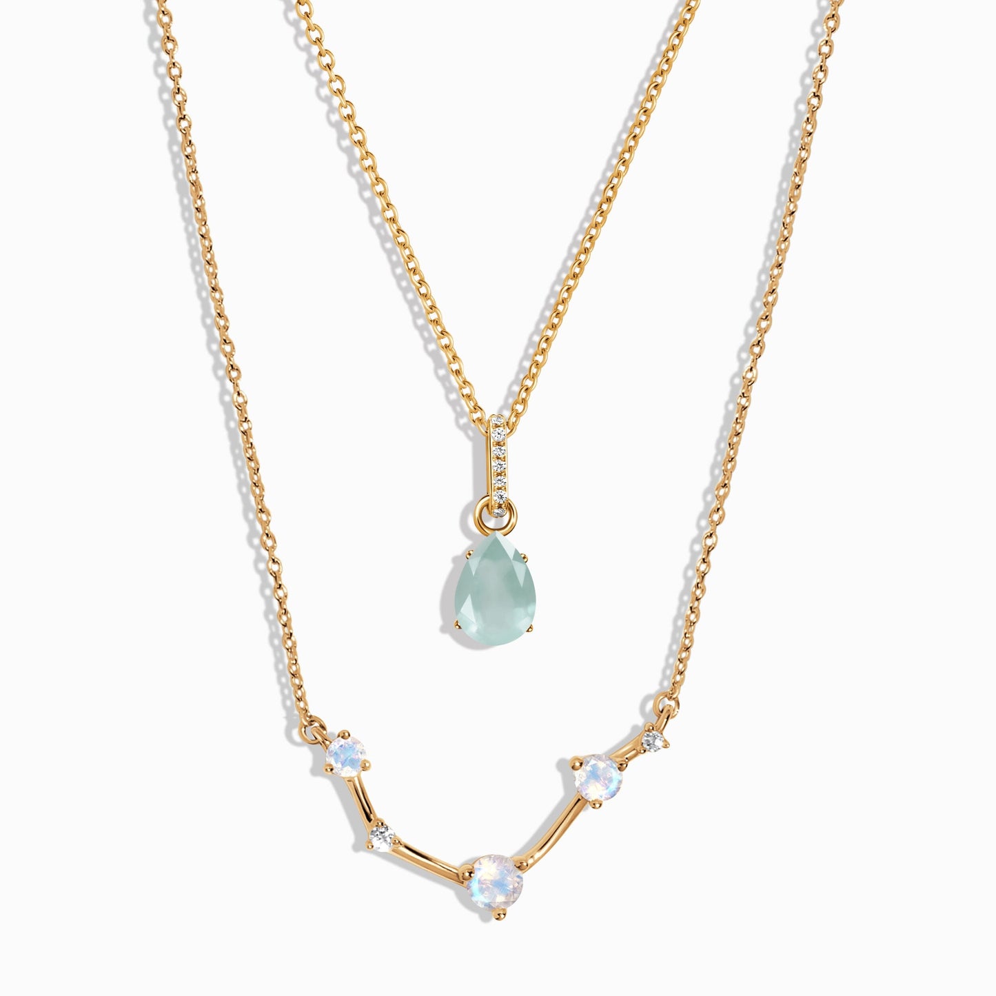 Aries Zodiac & March Birthstone Necklaces - yellow gold