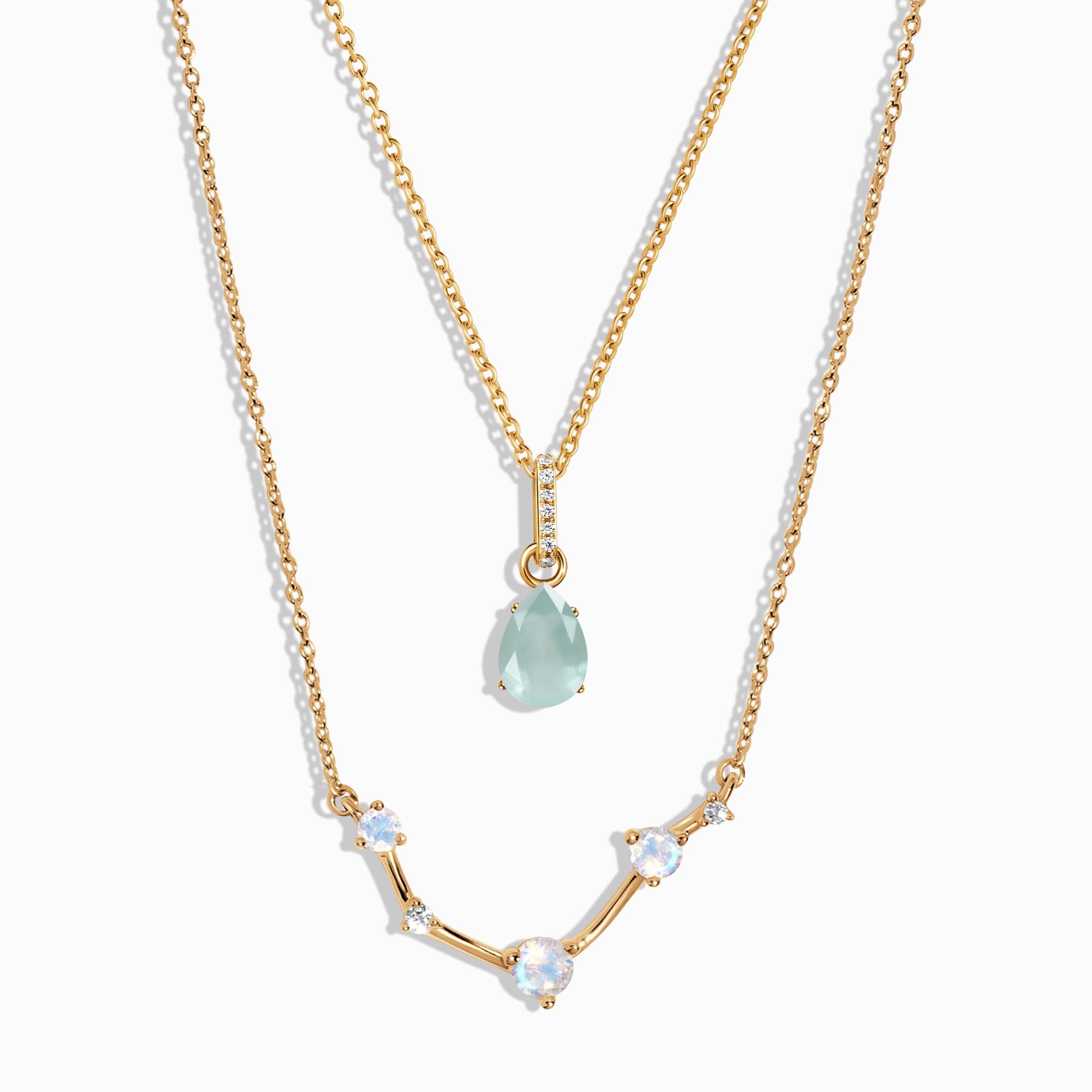 Aries Zodiac & March Birthstone Necklaces - yellow gold