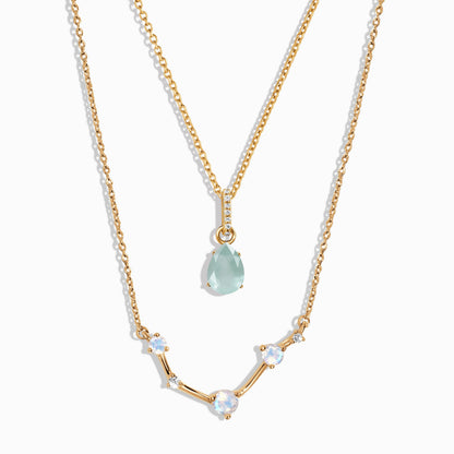Aries Zodiac & March Birthstone Necklaces - yellow gold