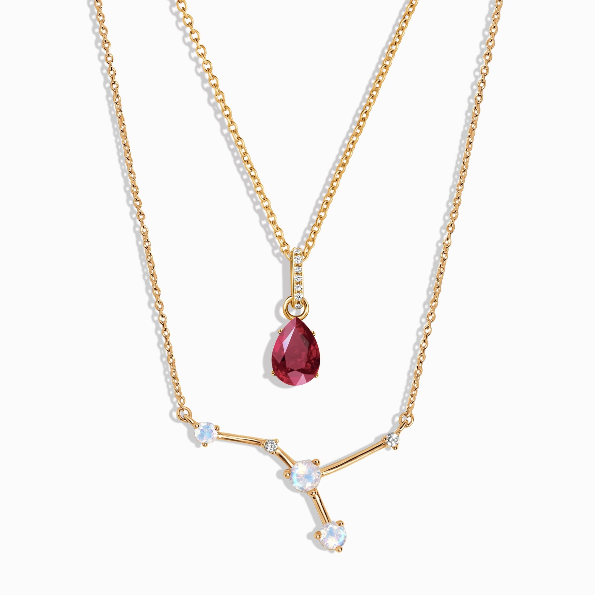 Cancer Zodiac & July Birthstone Necklaces - yellow gold