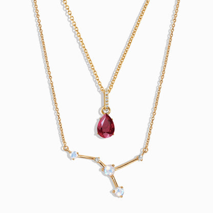 Cancer Zodiac & July Birthstone Necklaces - yellow gold