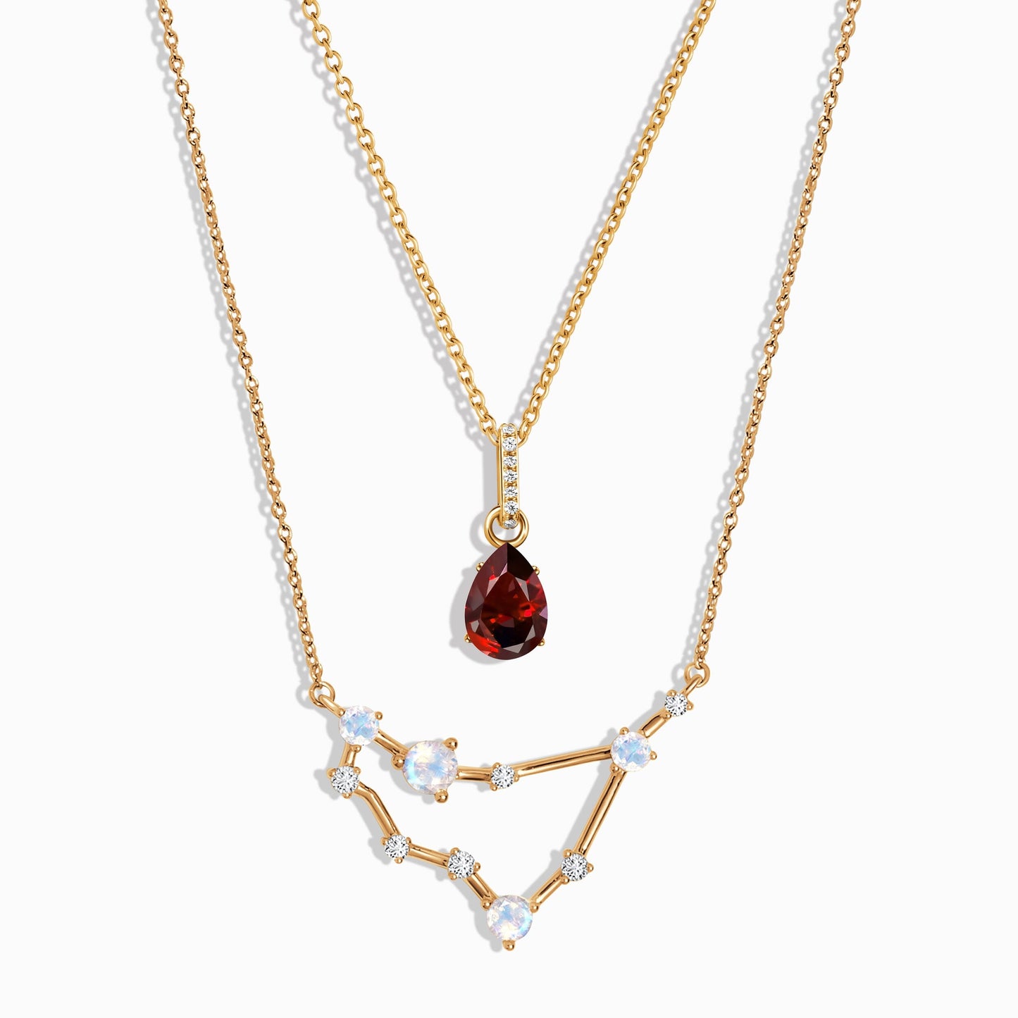 Capricorn Zodiac & January Birthstone Necklaces - yellow gold