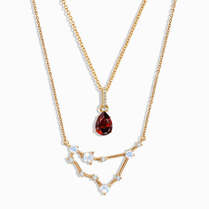 Capricorn Zodiac & January Birthstone Necklaces - yellow gold