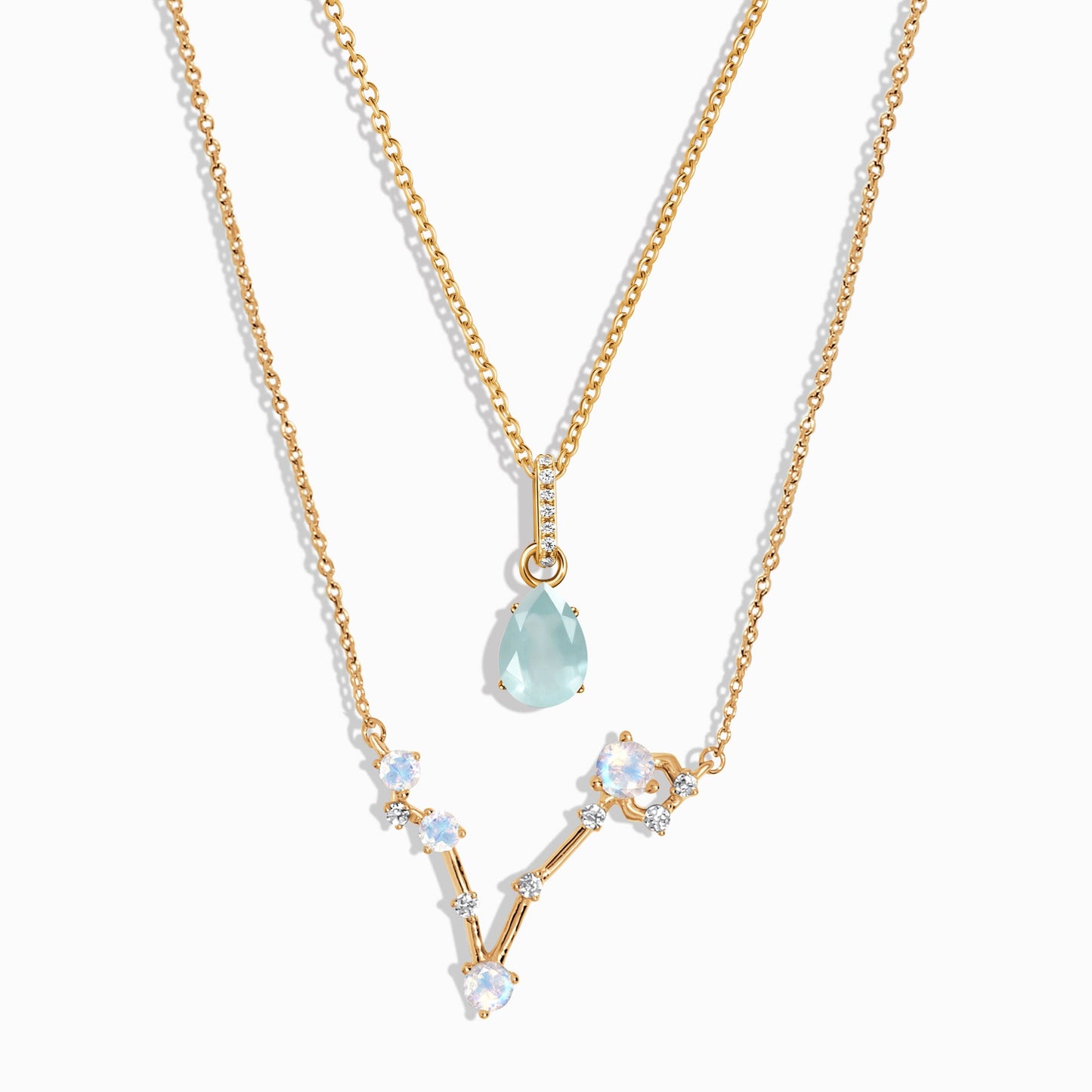 Pisces Zodiac & March Birthstone Necklaces - yellow gold
