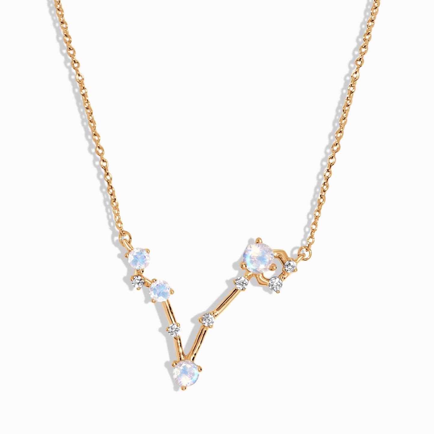 Pisces zodiac necklace yellow gold