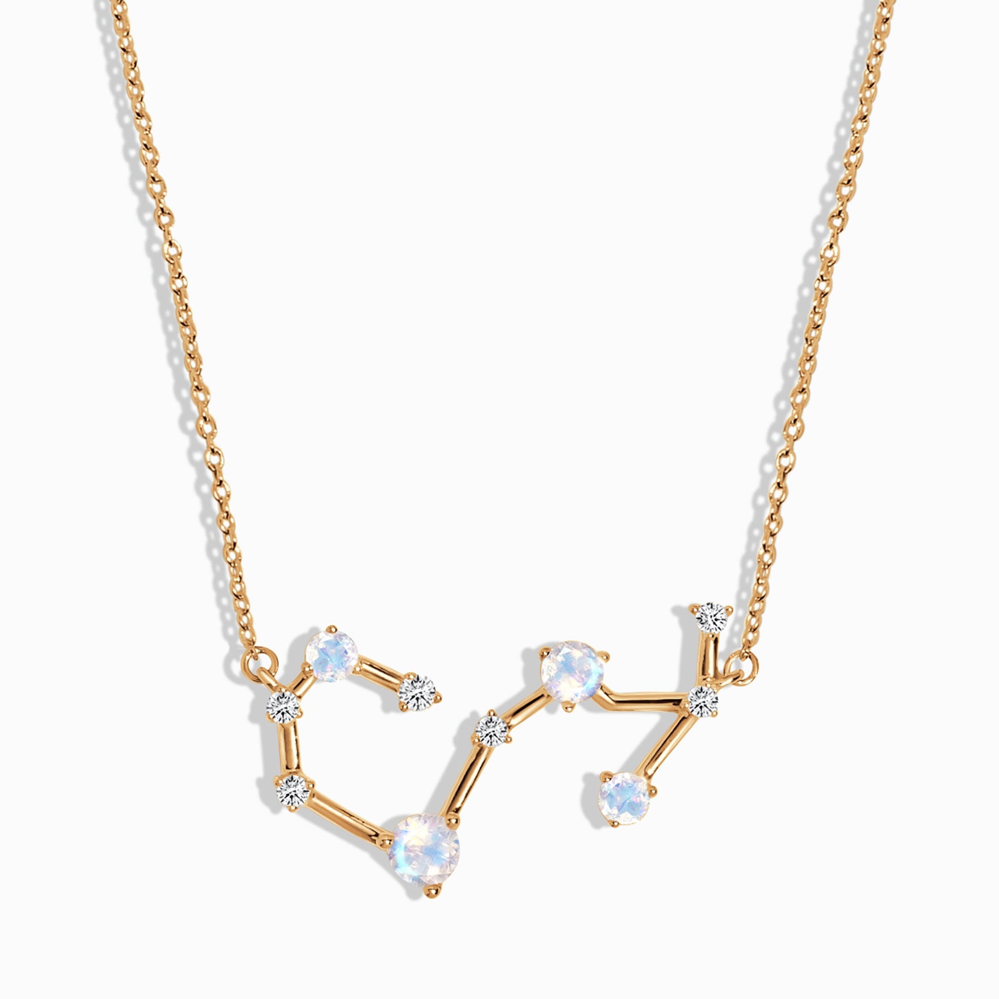 Fine Moonstone Lab Diamond Necklace - Scorpio Zodiac Constellation - yellow gold vermeil