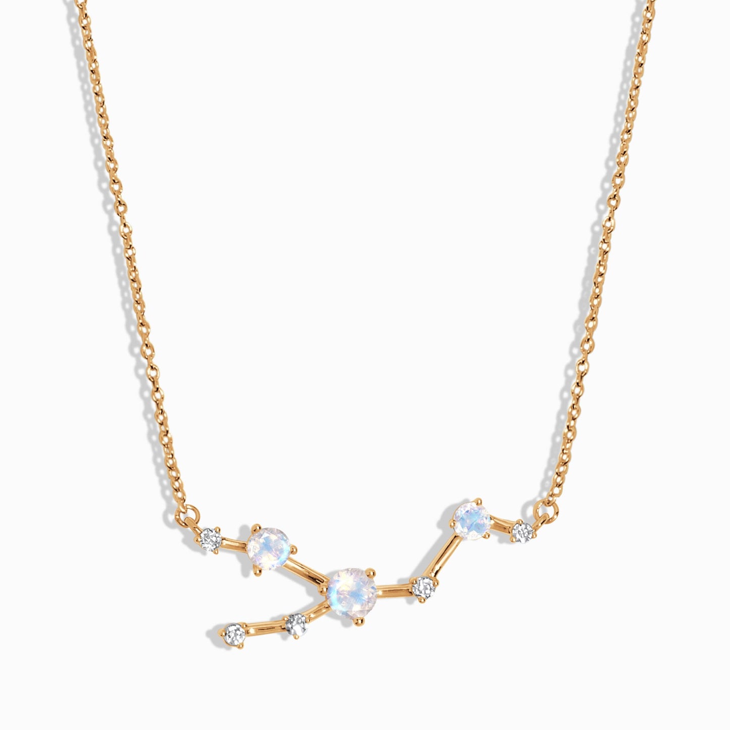 Fine Moonstone Lab Diamond Necklace - Taurus Zodiac Constellation - yellow gold vermeil