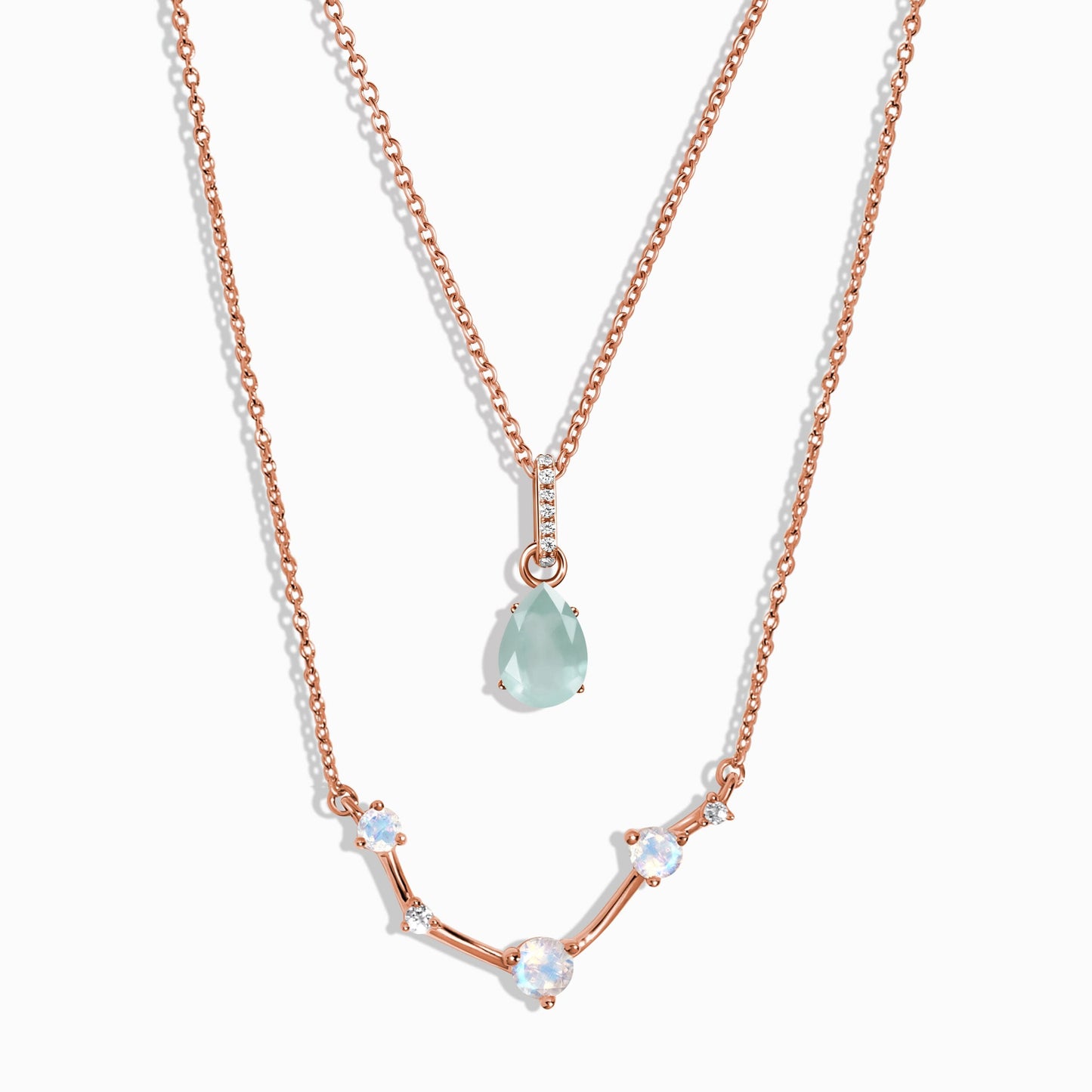 Aries Zodiac & March Birthstone Necklaces - rose gold