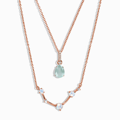 Aries Zodiac & March Birthstone Necklaces - rose gold