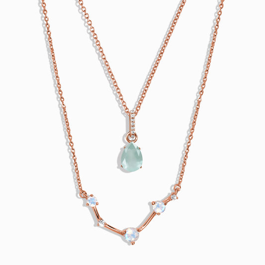 Aries Zodiac & March Birthstone Necklaces - rose gold