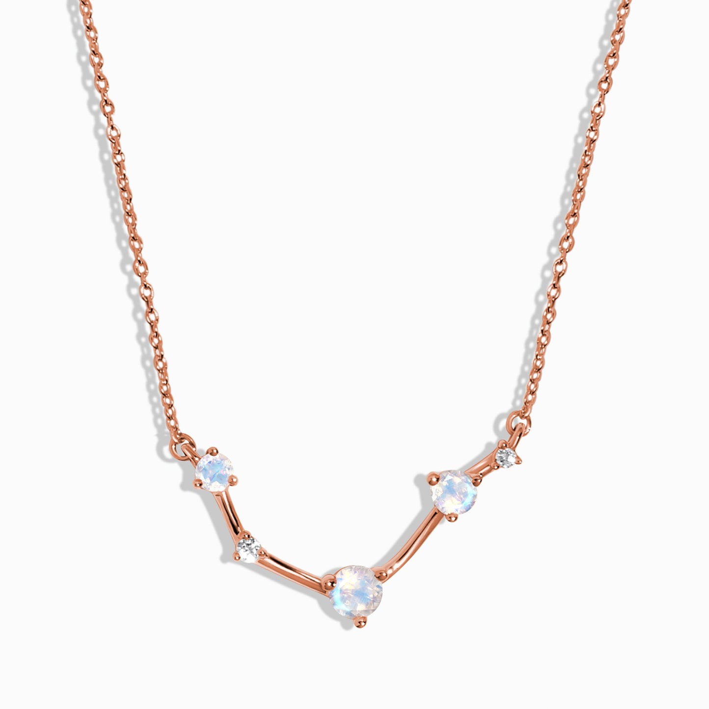 Fine Moonstone Lab Diamond Necklace - Aries Zodiac Constellation - rose gold vermeil