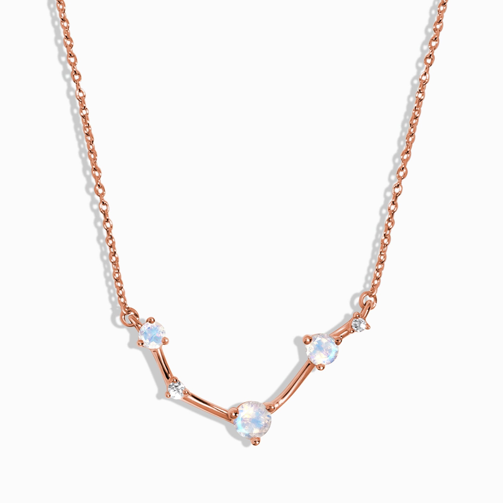 Fine Moonstone Lab Diamond Necklace - Aries Zodiac Constellation - rose gold vermeil