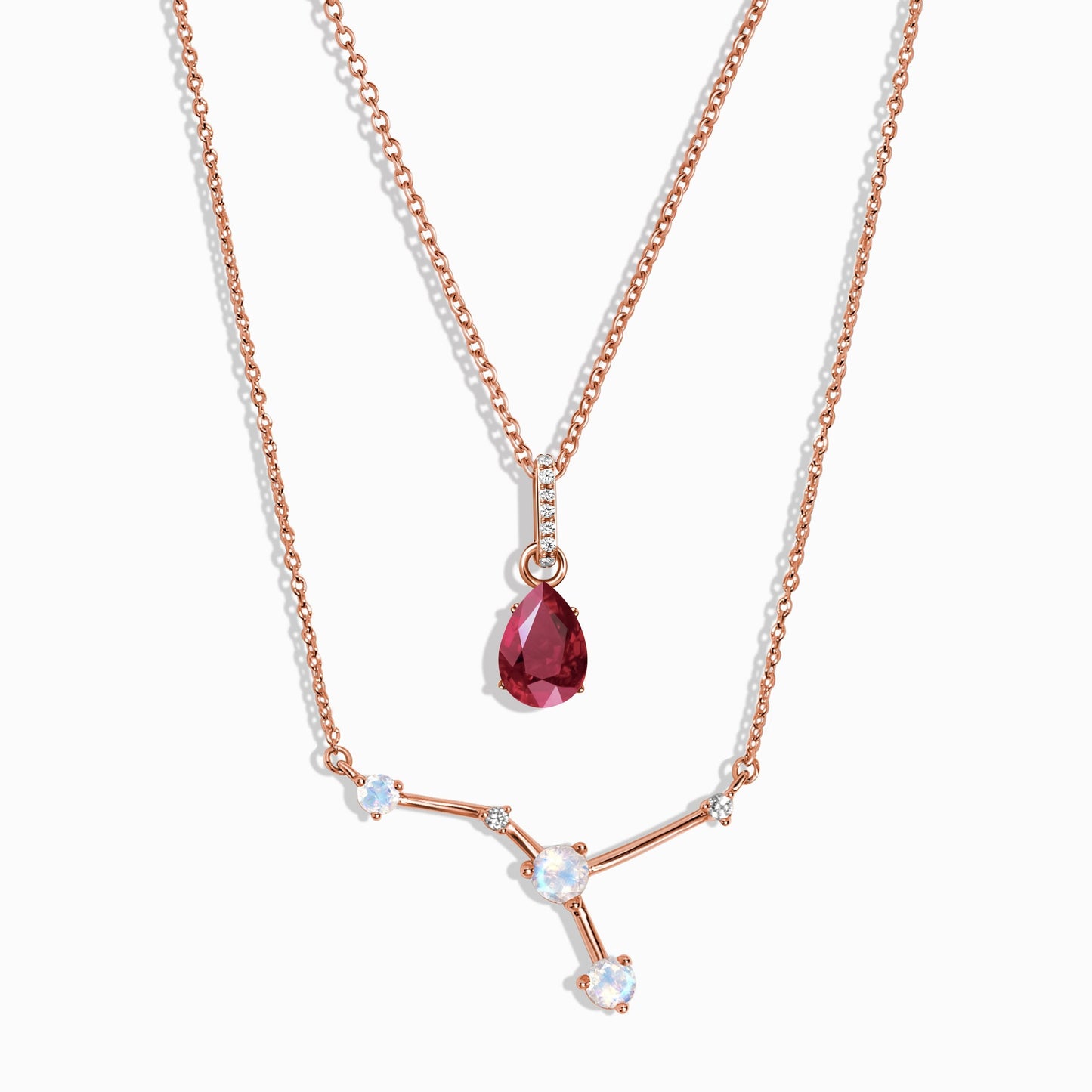 Cancer Zodiac & July Birthstone Necklaces - rose gold