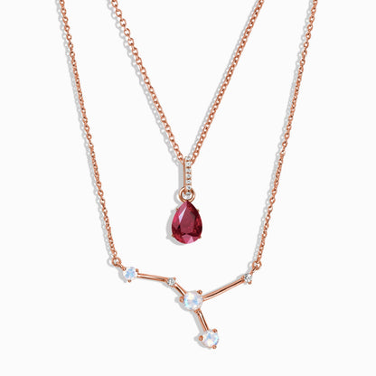 Cancer Zodiac & July Birthstone Necklaces - rose gold