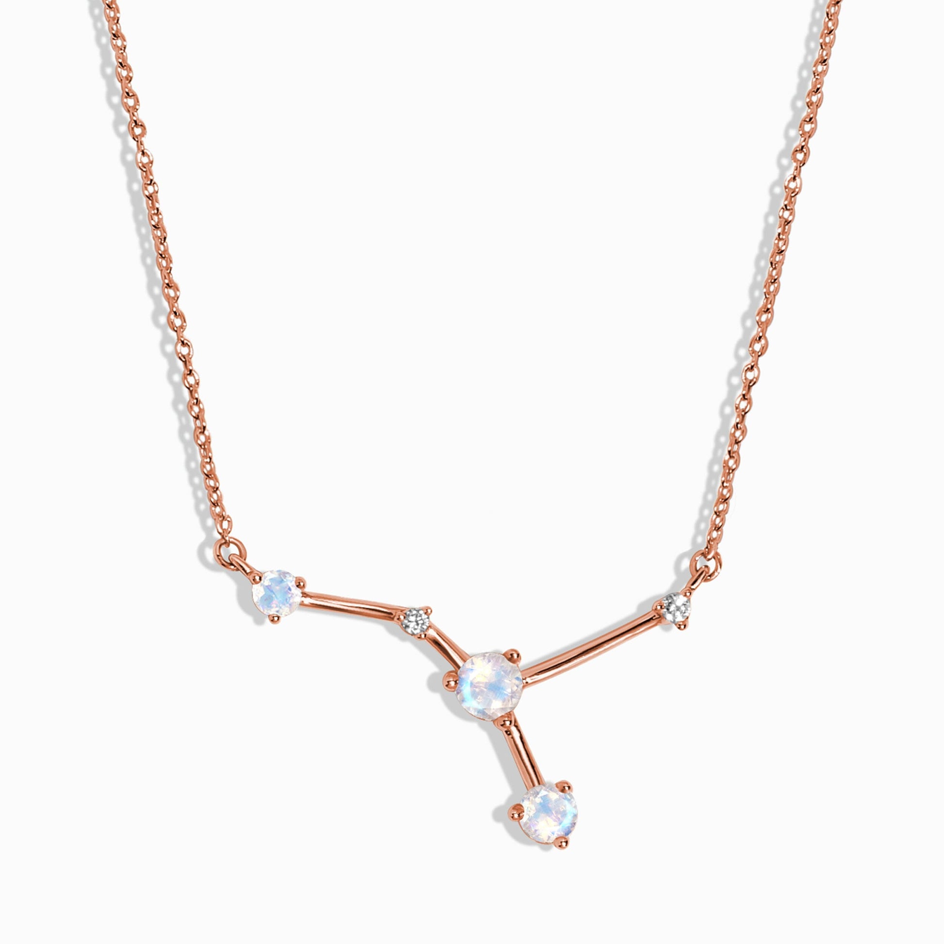 Fine Moonstone Lab Diamond Necklace - Cancer Zodiac Constellation - RG