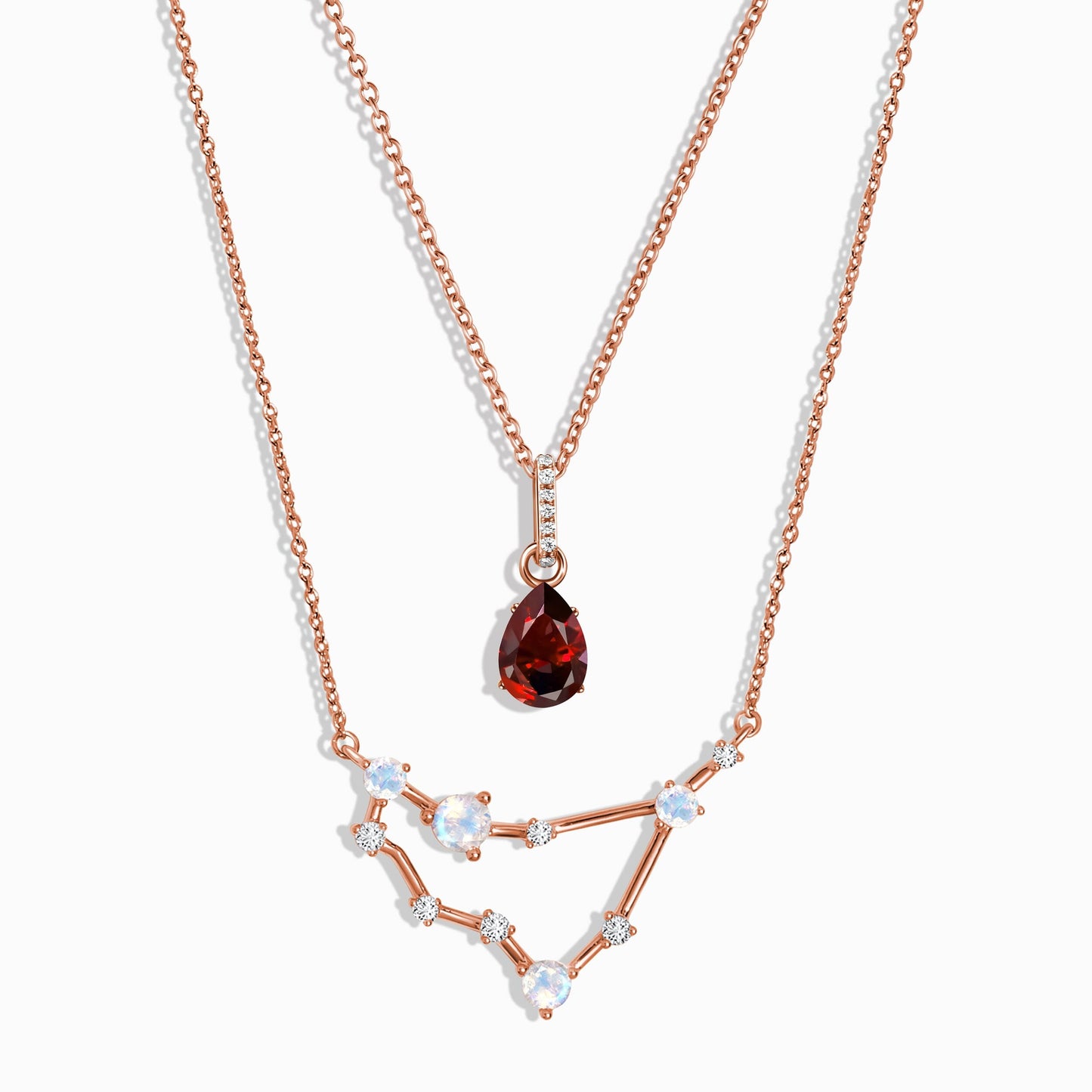 Capricorn Zodiac & January Birthstone Necklaces - rose gold