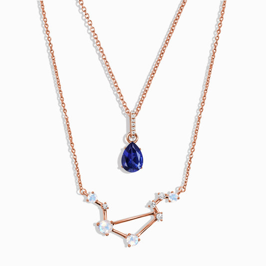 Libra Zodiac Necklace Set - rose gold