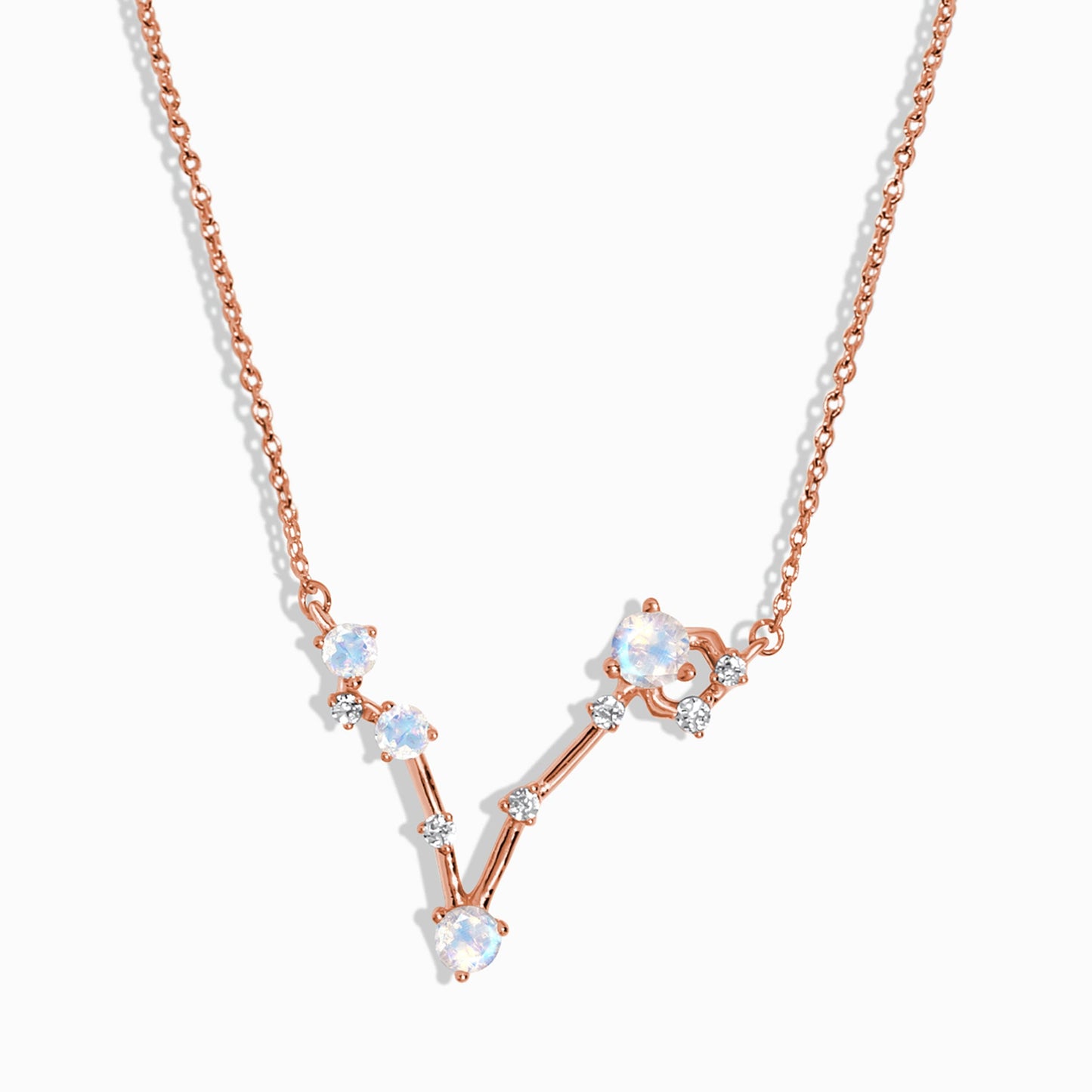 Pisces zodiac necklace rose gold