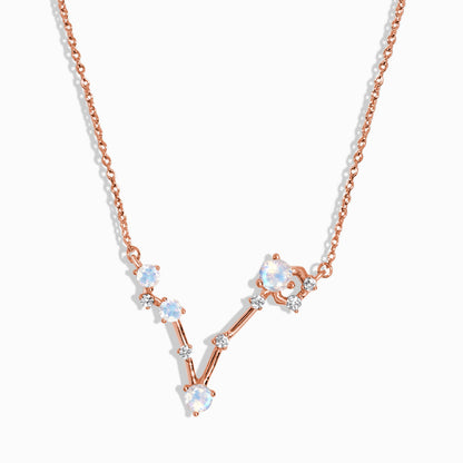 Pisces zodiac necklace rose gold