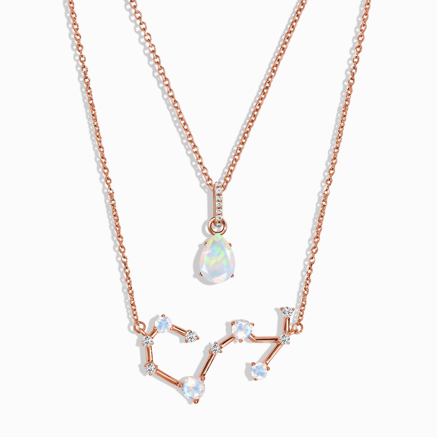 Scorpio Zodiac & October Birthstone Necklaces, rose gold
