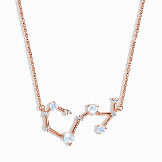 Fine Moonstone Lab Diamond Necklace - Scorpio Zodiac Constellation - rose gold vermeil