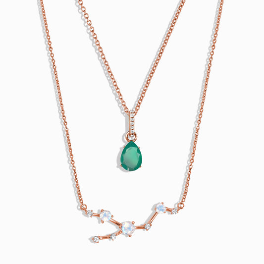 Taurus Zodiac Necklace Set - rose gold