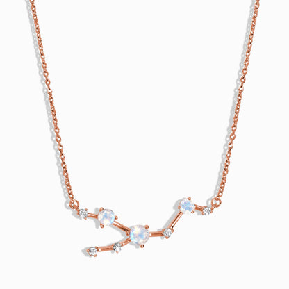 Fine Moonstone Lab Diamond Necklace - Taurus Zodiac Constellation - rose gold vermeil