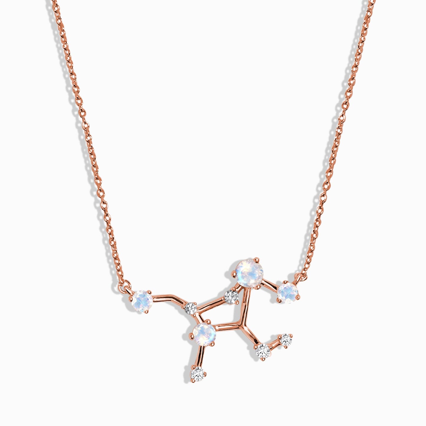 Fine Moonstone Lab Diamond Necklace - Virgo Zodiac Constellation - rose gold vermeil