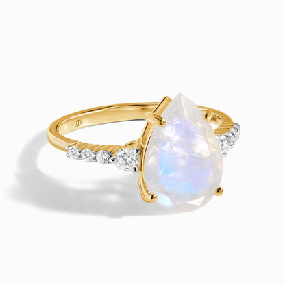 Moonstone Lab Diamond Ring - Queen Of Lustre yellow gold