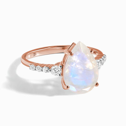 Moonstone Lab Diamond Ring - Queen Of Lustre rose gold