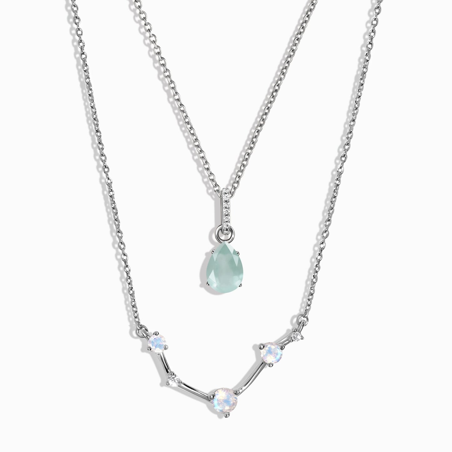 Aries Zodiac & March Birthstone Necklaces - silver