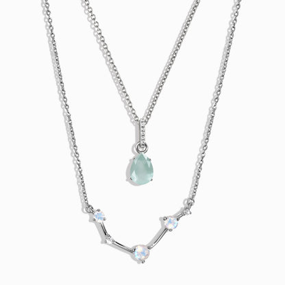 Aries Zodiac & March Birthstone Necklaces - silver