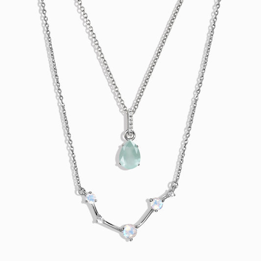 Aries Zodiac & March Birthstone Necklaces - silver