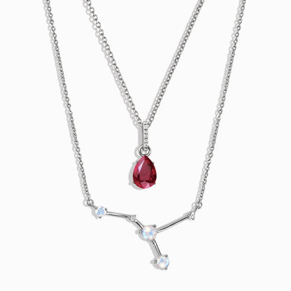 Cancer Zodiac & July Birthstone Necklaces - silver
