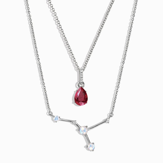 Cancer Zodiac & July Birthstone Necklaces - silver