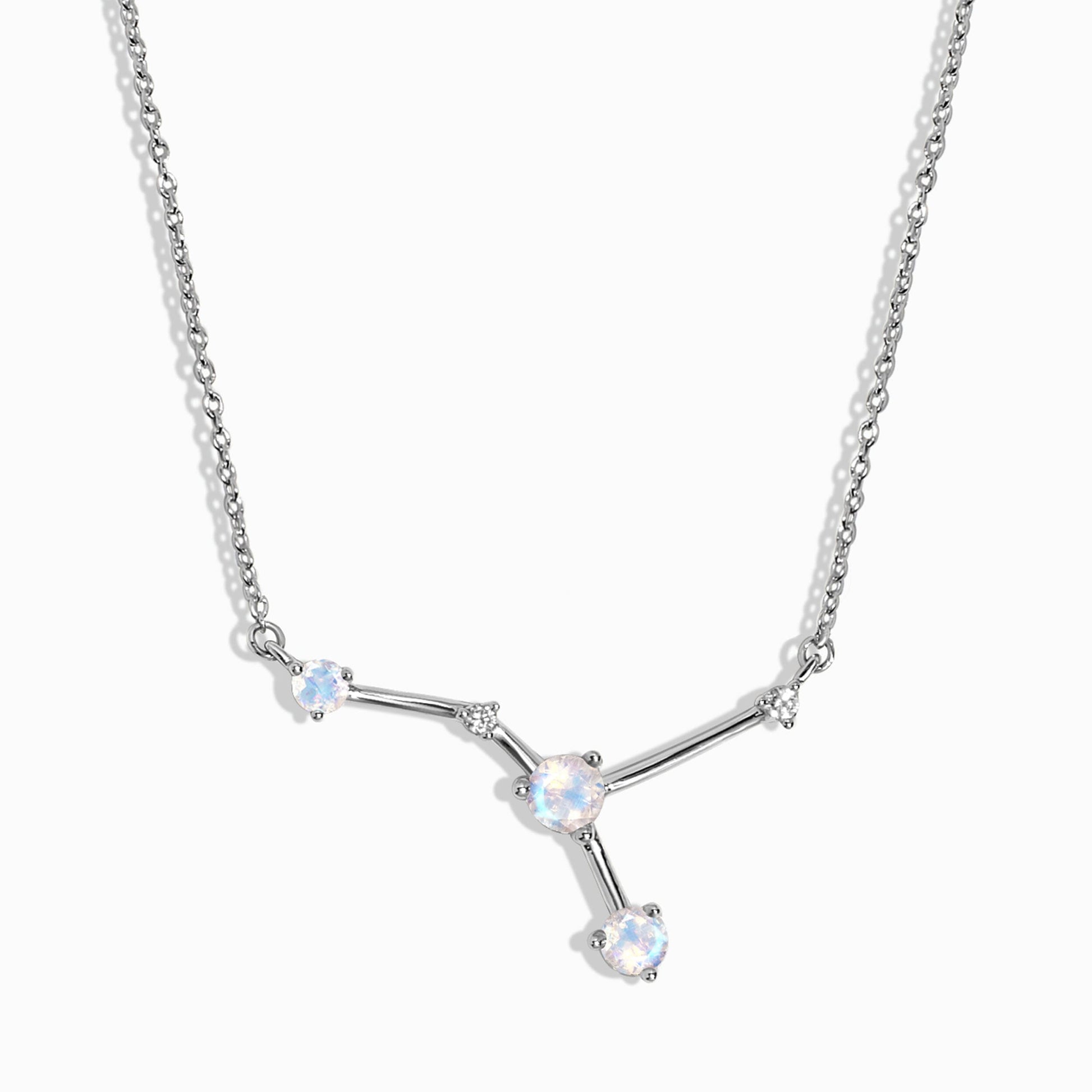 Fine Moonstone Lab Diamond Necklace - Cancer Zodiac Constellation - SIL