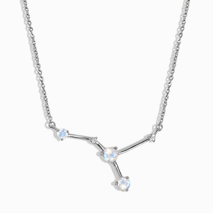 Fine Moonstone Lab Diamond Necklace - Cancer Zodiac Constellation - SIL