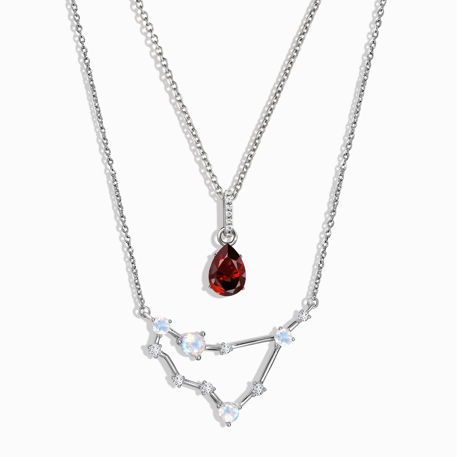 Capricorn Zodiac & January Birthstone Necklaces - silver