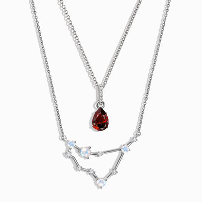 Capricorn Zodiac & January Birthstone Necklaces - silver