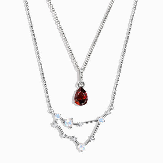 Capricorn Zodiac & January Birthstone Necklaces - silver