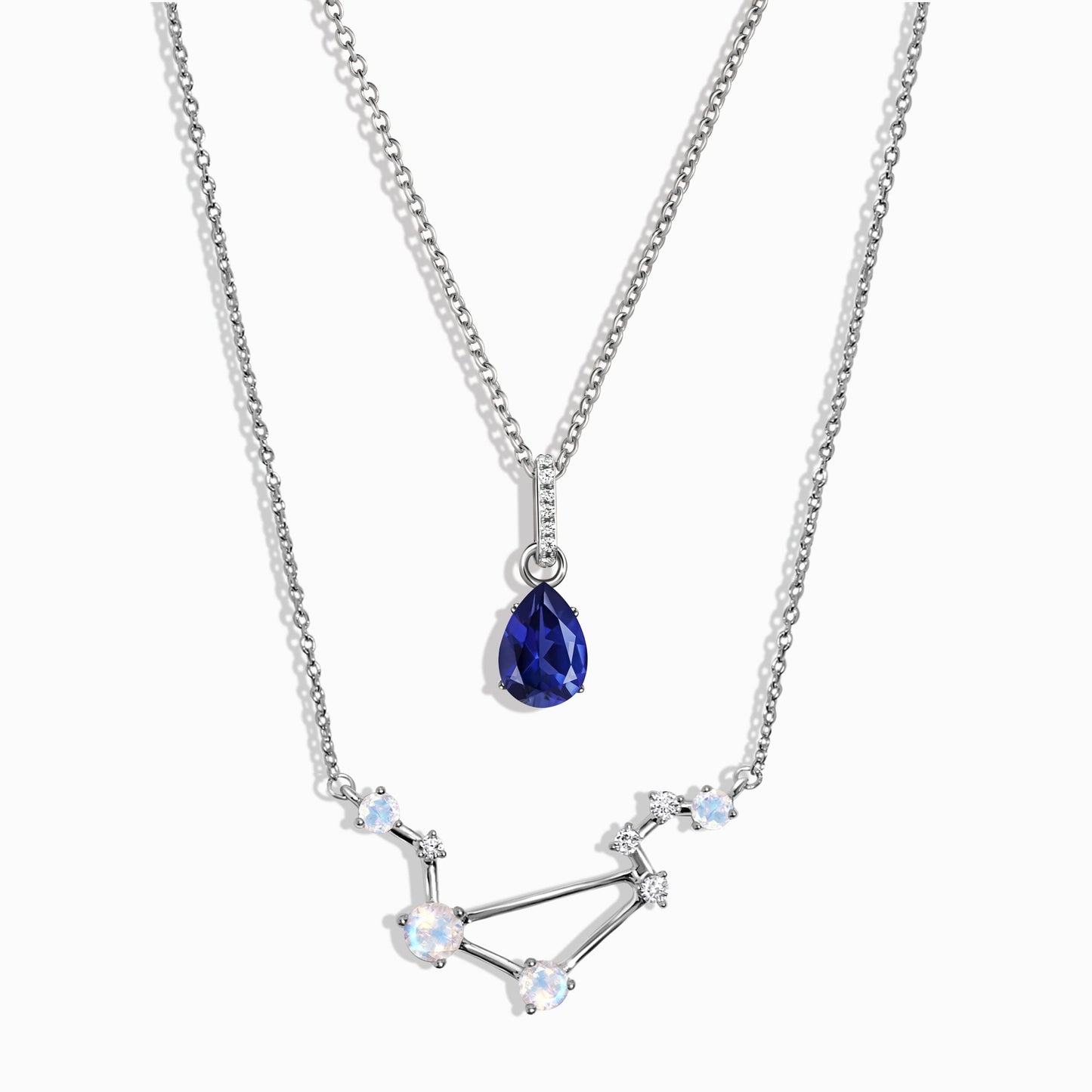 Libra Zodiac Necklace Set - silver