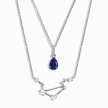 Libra Zodiac Necklace Set - silver