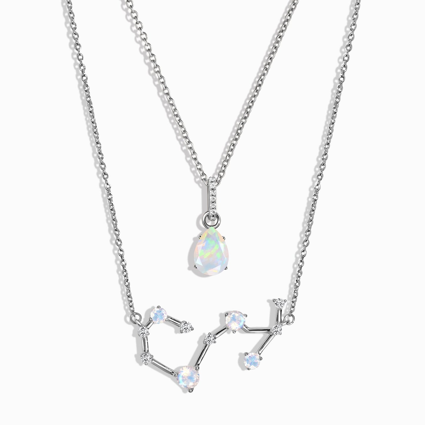 Scorpio Zodiac & October Birthstone Necklaces, silver