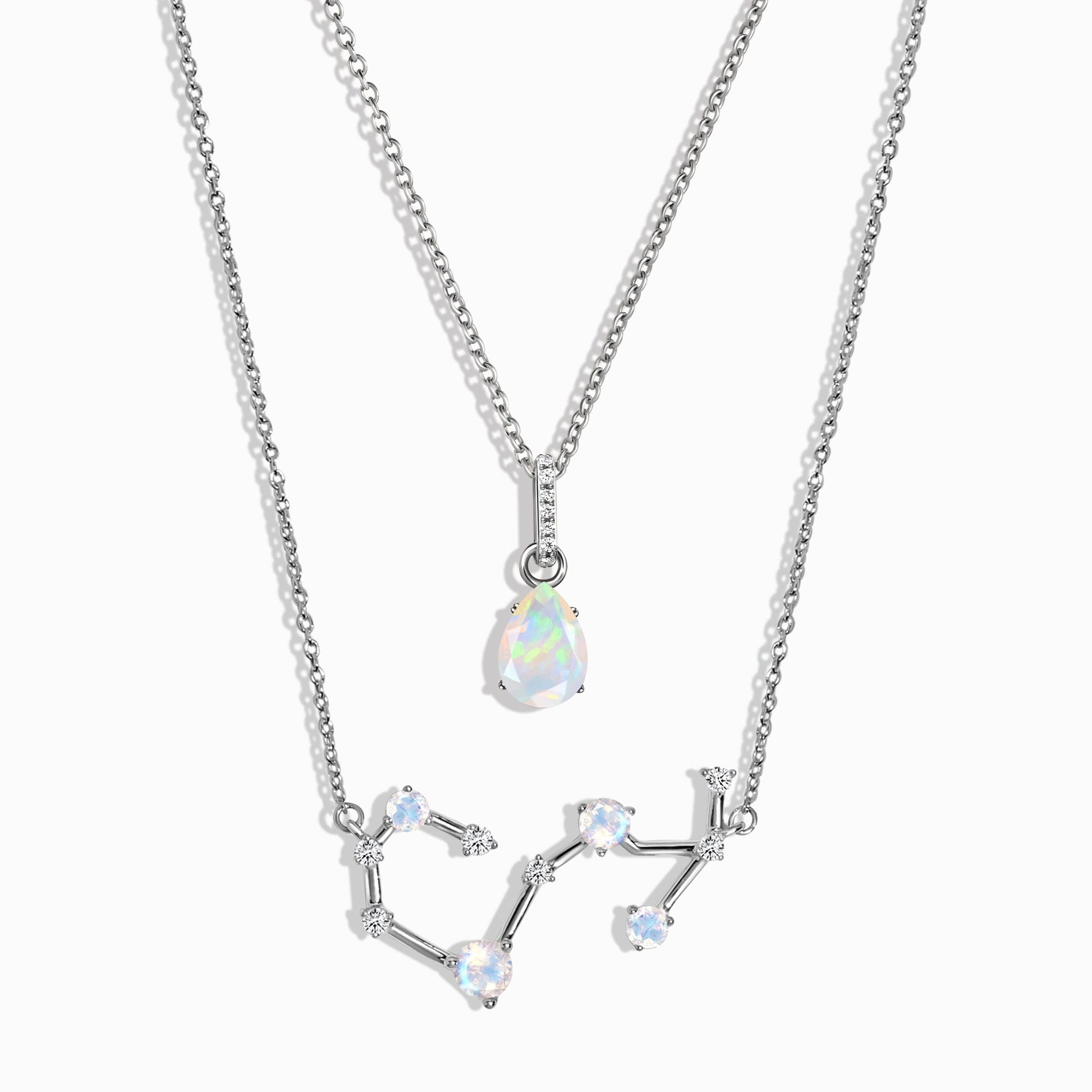 Scorpio Zodiac & October Birthstone Necklaces, silver
