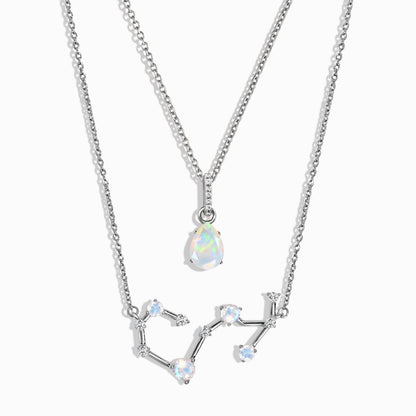 Scorpio Zodiac & October Birthstone Necklaces, silver