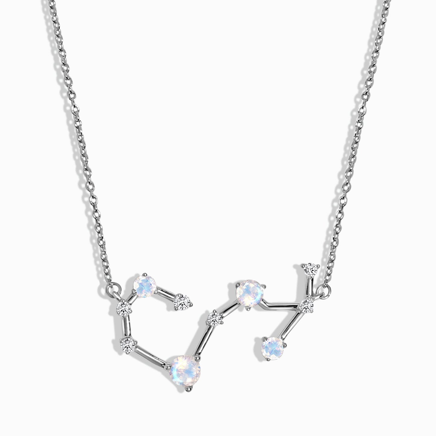 Fine Moonstone Lab Diamond Necklace - Scorpio Zodiac Constellation - sterling silver